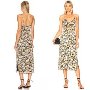 MINKPINK Eliza Slip Midi Dress in Black & Pink Size XS